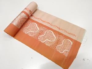 アンティーク　縞に流水・瓢箪模様織り出し　八寸帯地反物